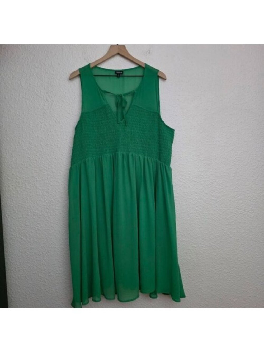 Torrid Green Chiffon Smock Front Tank Dress Women's Plus Size 3